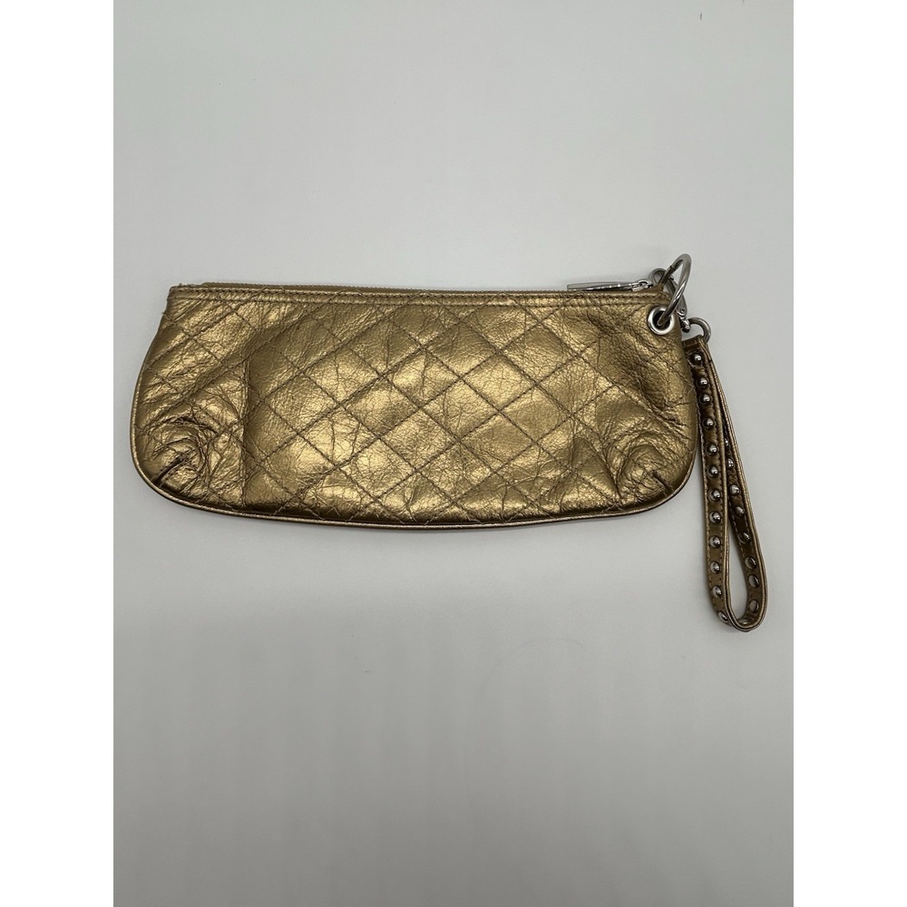 Gramercy Design Leather  Quilted Clutch Handbag Gold‎